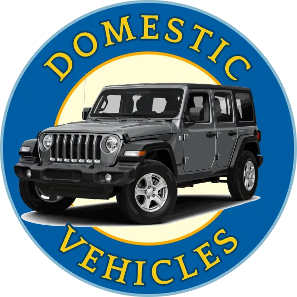 Jeep Wrangler with domestic vehicles logo